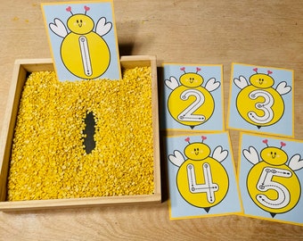 Bee Math for Preschool and Kindergarten, Bee Number Formation 1-20, Bee Math Mats Simple Addition Subtraction, Bee Ten Frame, Counting Mat