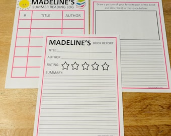 Registro di lettura estiva, Lettura estiva personalizzata, Modello di rapporto del libro, Foglio di lavoro del rapporto del libro, Recensione del libro stampabile, Modello di recensione del libro,