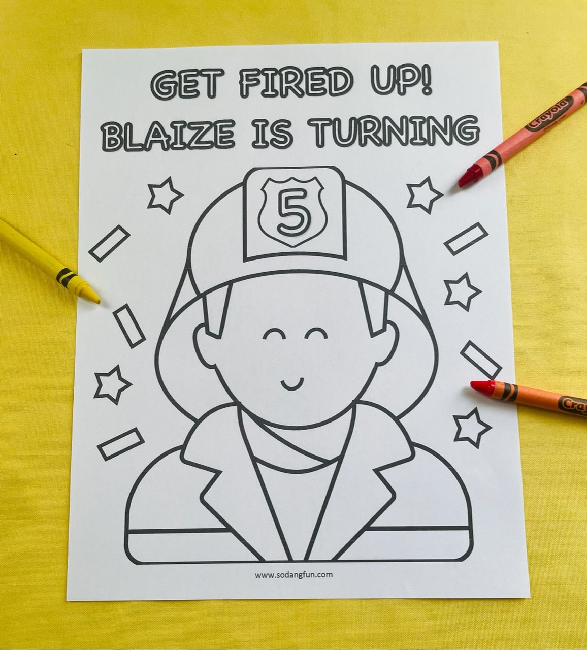 Fire Truck Birthday Coloring Pages for Kids, Set of 5, Fire Truck ...