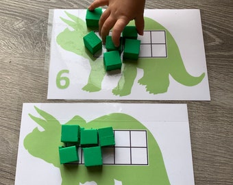 Number Sense Bundle, 10 Frames, Tally Marks, Dinosaur Counting Mats, Number Flash Cards, Preschool Kindergarten Math, Dinosaur Number Match