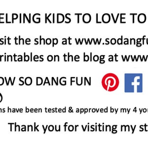 May include: A black and white illustration of a balloon with the text "SODANGFUN" inside. The text "HELPING KIDS TO LOVE TO LEARN!" is above the balloon. Below the balloon is the text "Visit the shop at www.sodangfun.etsy.com Free printables on the blog at www.sodangfun.com FOLLOW SO DANG FUN" with icons for Pinterest, Facebook, Instagram, and Twitter.