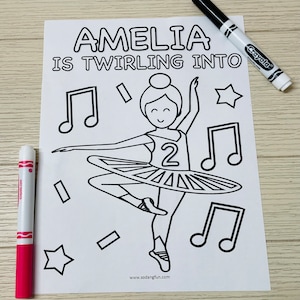Pagine da colorare di compleanno di ballerina, set di 5, attività per feste di compleanno di balletto, bomboniere per feste di compleanno di ballerina