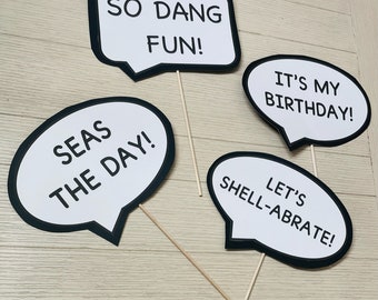 Personalized Under the Sea Birthday Photo Props, Set of 24