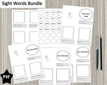 Sight Word Printable Reader Books Bundle (12 pages-makes 6 mini books) and Muffin Tin Word Sort