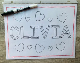 Personalized Name Tracing, Letter Formation, Heart Shape Tracing Printable Worksheet, Playdough Name Mat, Spell and Write Your Name,