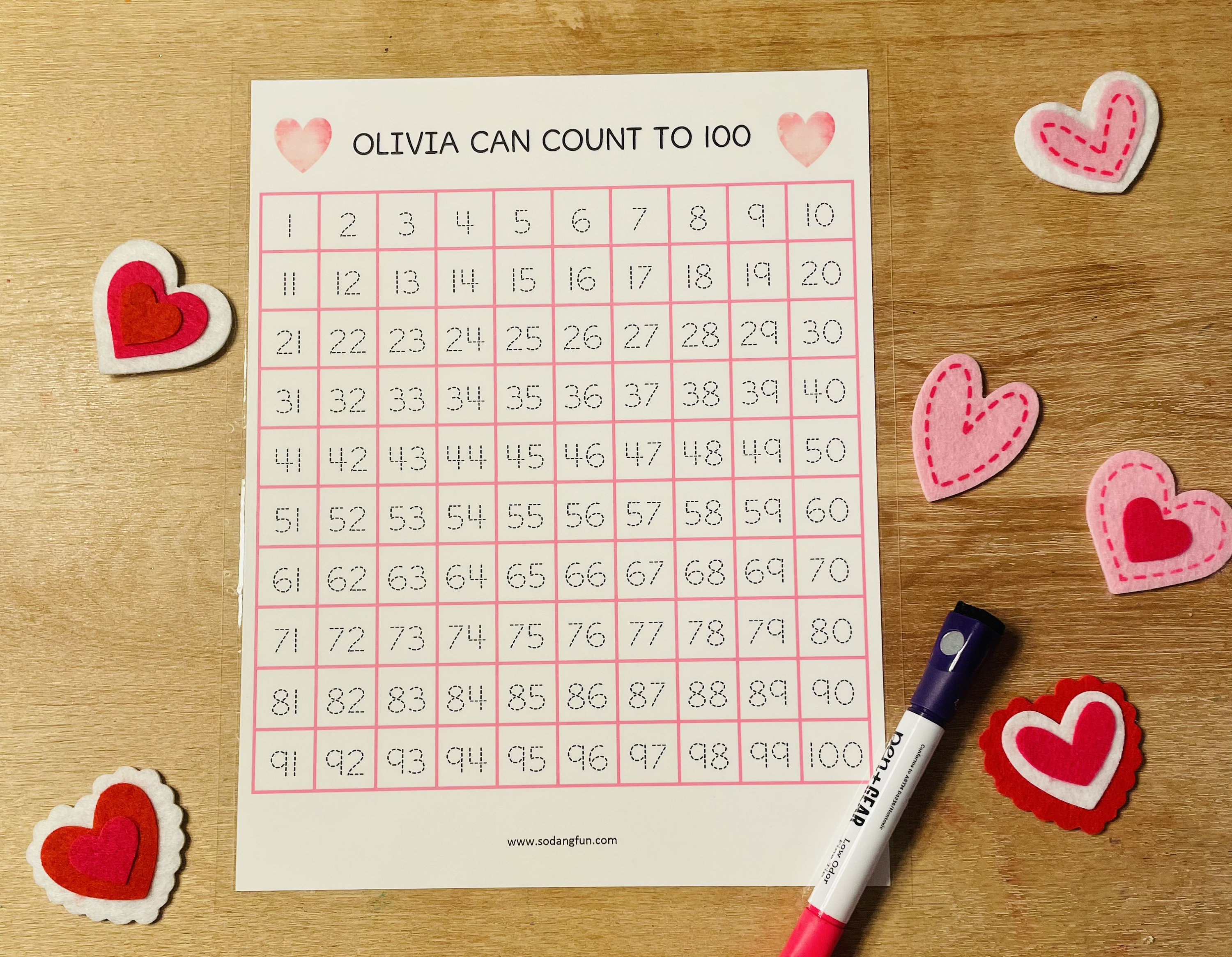 personalized hundreds chart trace and count to 100 trace and etsy