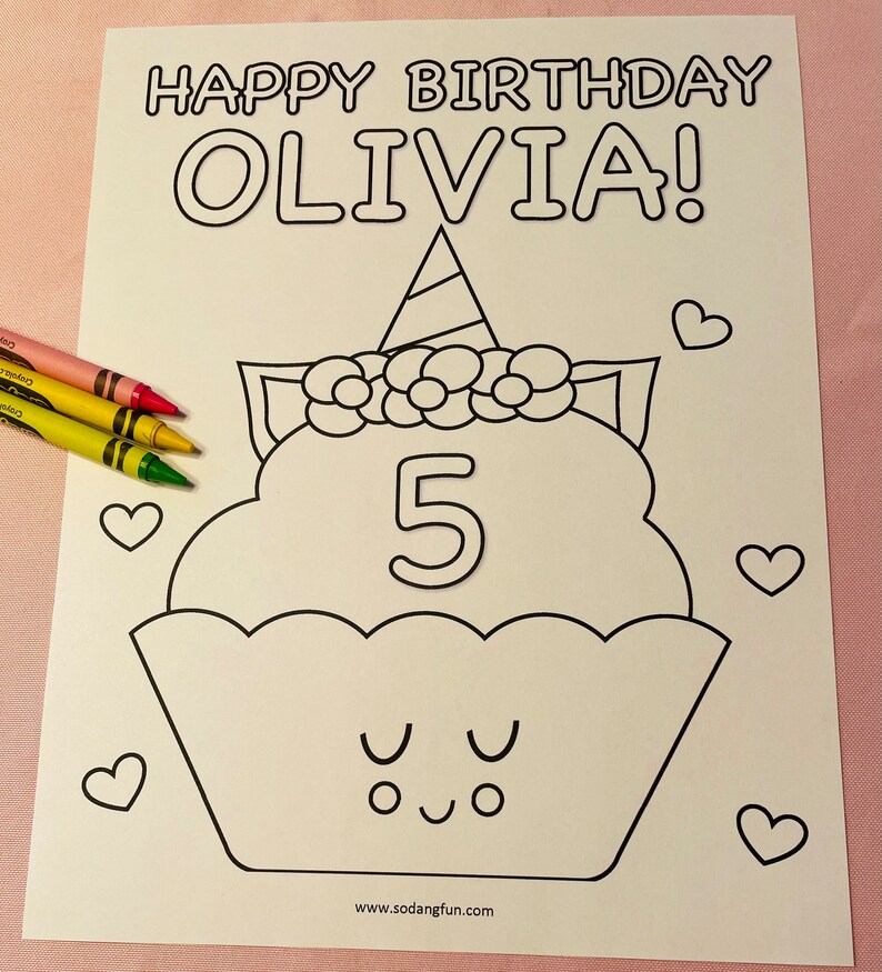 Personalized Unicorn Birthday Coloring Pages Unicorn Party - Etsy
