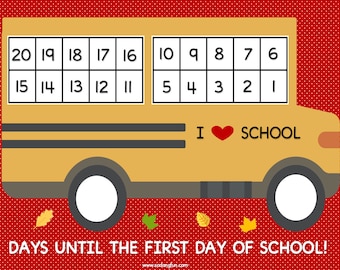 Back to School Countdown All Grades, Back to School Activity for Kids, School Bus Ten Frames, Get Kids Excited for School