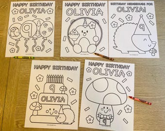 Hedgehog Birthday Coloring Pages Set of 5