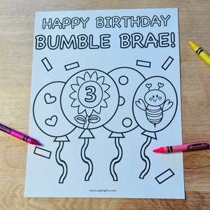 Bee Themed Birthday Coloring Pages for Kids, Set of 5 - Etsy