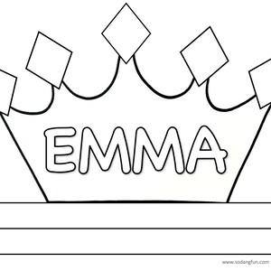 Personalized Paper Crowns, Printable Custom Crowns to Color, Princess ...