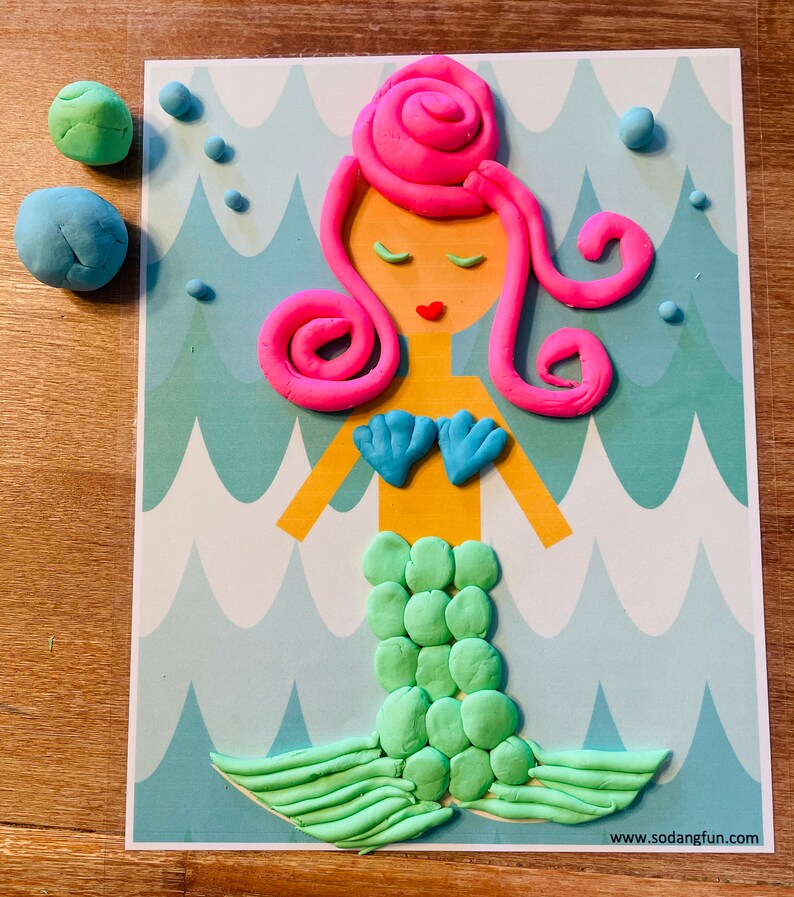 Summer Playdough Mats Printable Play Dough Mats Mermaid Play Etsy
