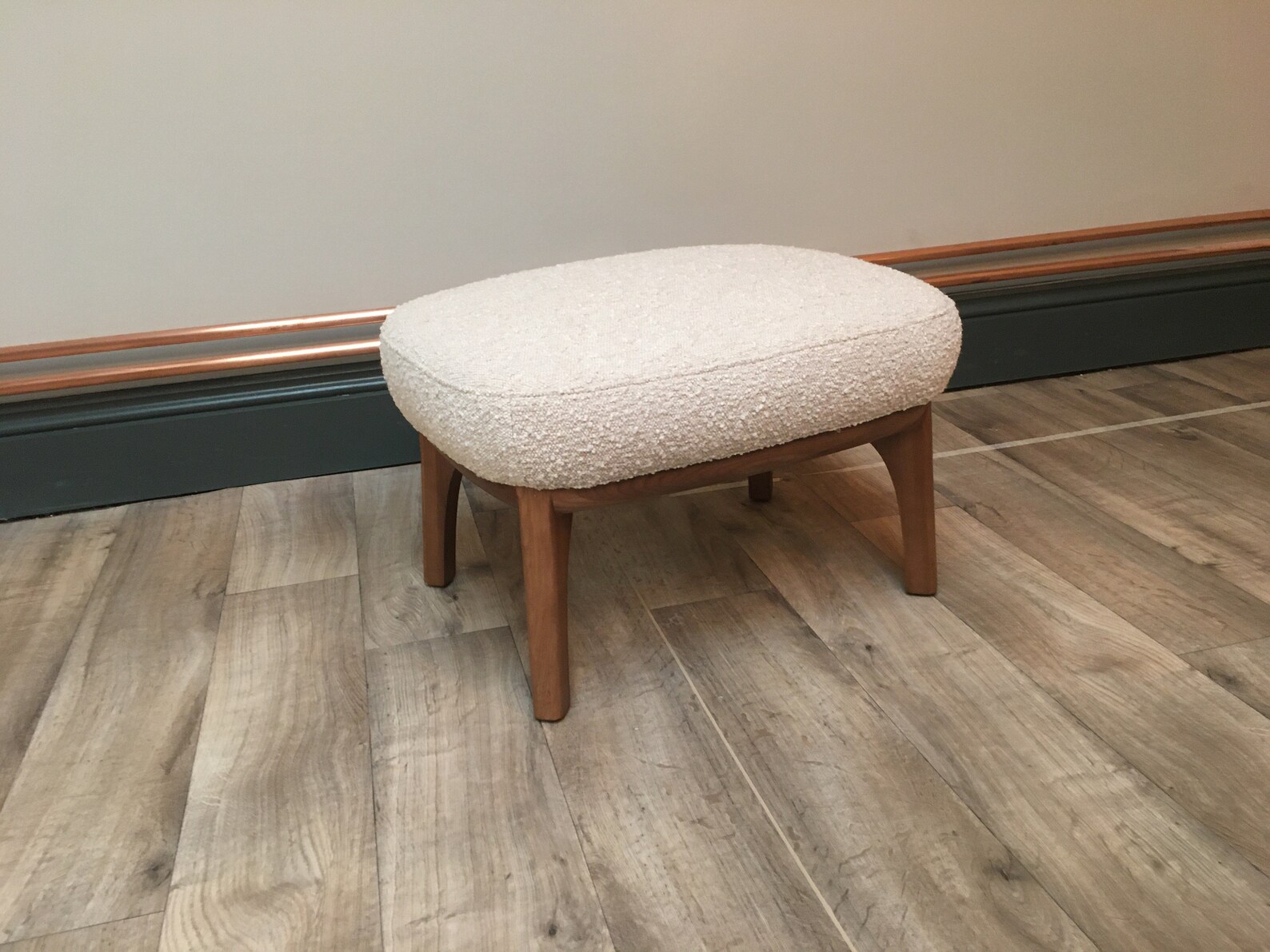 Stylish Cream Boucle Footstool. Etsy