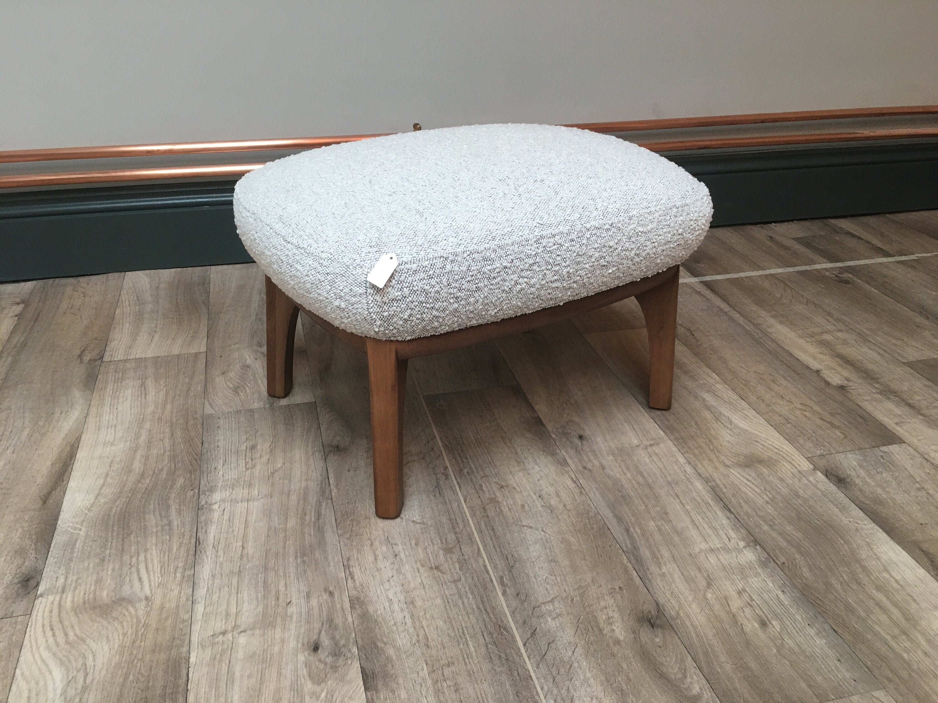 Stylish Grey/Cream Boucle Footstool Etsy