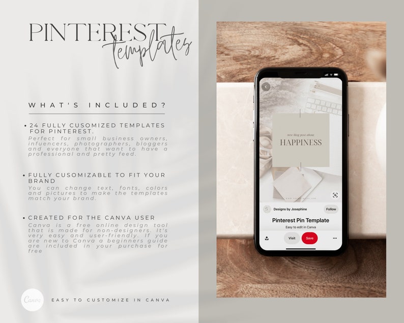 Pinterest Templates for Canva in Neutral Colors. Boho Style. Pinterest Design that will Help You with Social Media Marketing. image 2