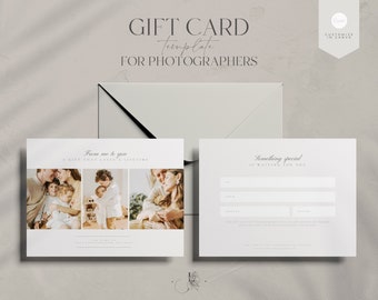 Photography Gift Card Canva Template: Beige & White (A6)