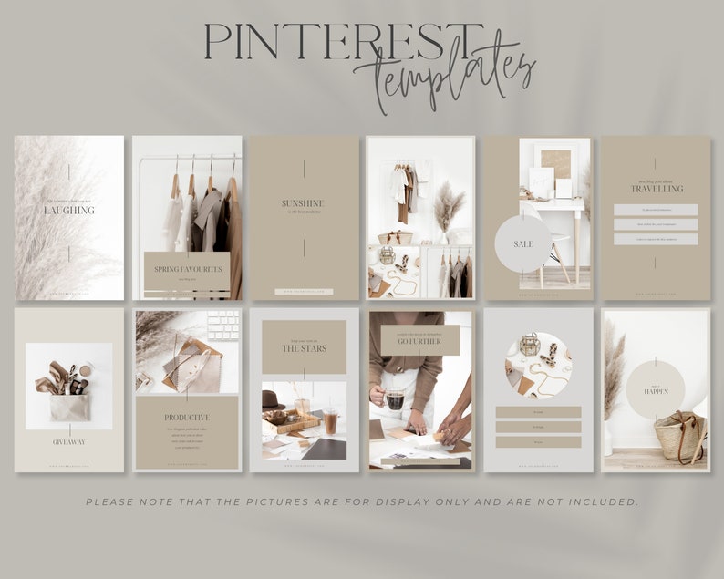 Pinterest Templates for Canva in Neutral Colors. Boho Style. Pinterest Design that will Help You with Social Media Marketing. image 6