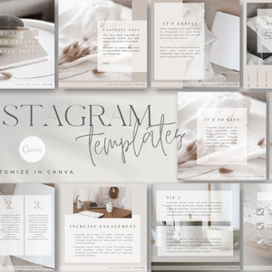 Instagram Karussell Vorlagen für Canva | Social Media Vorlagen | Instagram Feed | Instagram Grid Template | Neutrale Farben | Boho Farben