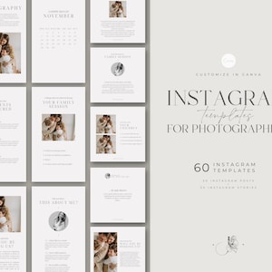 Instagram Templates for Photographers | Instagram Stories and Feed Templates | Canva Carousel Templates |  Beige White and Grey Templates