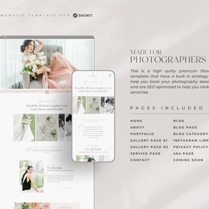 Showit Website Template for Photographers Wedding Photographer Website Template Photographer Website Web Design Showit Template image 2