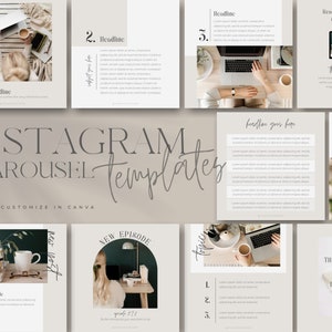 Instagram Karussell Vorlagen für Canva | Social Media Vorlagen | Instagram Feed | Instagram Grid Template | Neutrale Farben | Boho Farben