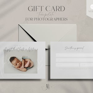 Photography Gift Card Canva Template | Gift Card Template | Gift Certificate | Canva Template | Photography Template | Gray and White color