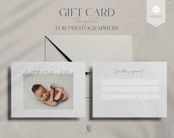 Photography Gift Card Canva Template | Gift Card Template | Gift Certificate | Canva Template | Photography Template | Gray and White color