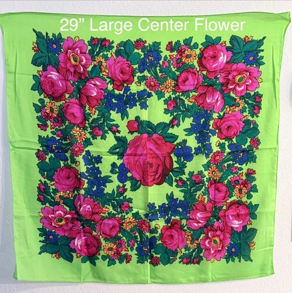 29” Non-metallic Floral Scarf | Navajo Flower Scarf | Grandma