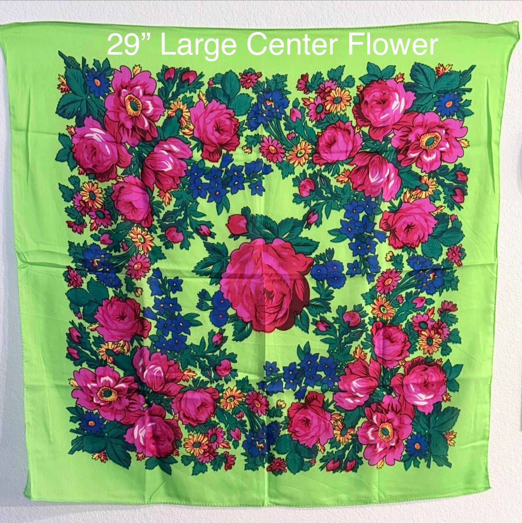 29” Non-metallic Floral Scarf | Navajo Flower Scarf | Grandma