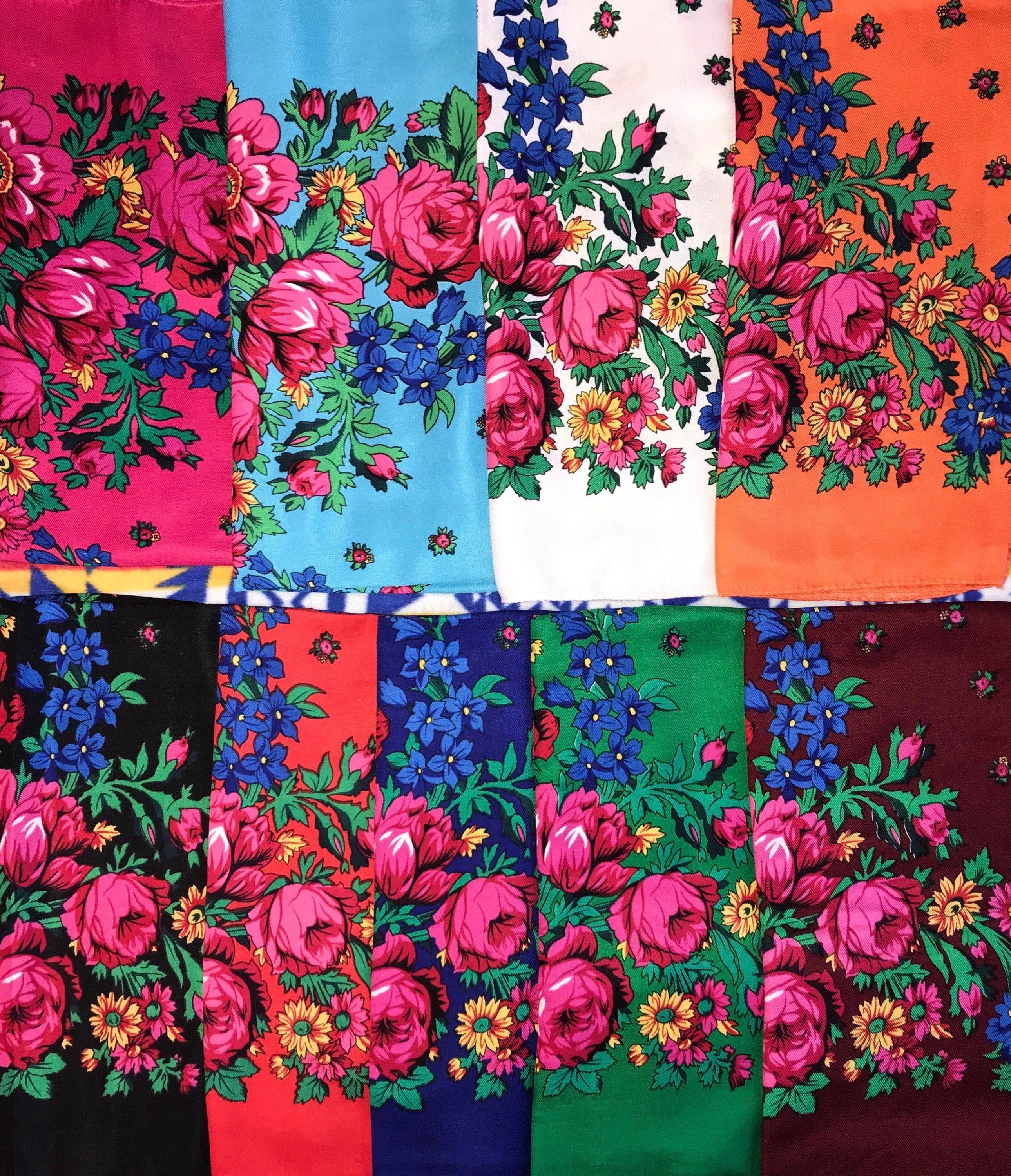 27” Non-metallic Floral Scarf | Navajo Flower Scarf |grandma Scarf