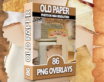 Superposición PNG de papel antiguo, imágenes prediseñadas de papel vintage, descarga digital de papel quemado, álbum de recortes, textura de papel, imágenes de alta calidad, superposiciones digitales