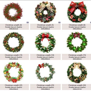 Christmas Wreath Clipart, Merry Christmas Overlays, Xmas Decor PNG ...