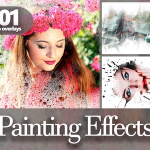 Painting & Watercolor Effect PNG Overlays – Artistic Frames, Comic Style and Digital Art Effects for Photoshop and Photo Editing