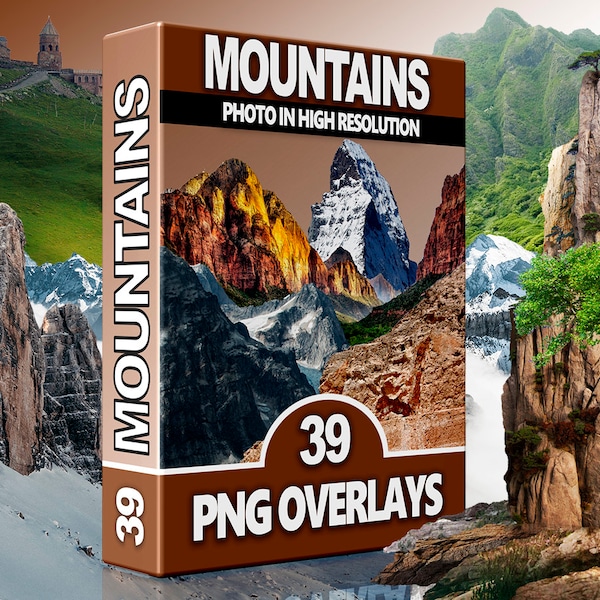 Mountains PNG Overlays, Rocks Cliparts, Landscape Digital Download, Stones, Scrapbook, High Quality Images, Digital overlays, Nature