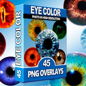 Superposiciones PNG de color de ojos: efectos de lentes de contacto, pupilas realistas y ojos de Halloween para Photoshop y arte digital