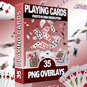 Pływające nakładki na karty do gry, Spadające karty PNG, Karty pokerowe, Magiczne karty Clipart, Album, Pobieranie cyfrowe, Photoshop Natychmiastowe pobieranie