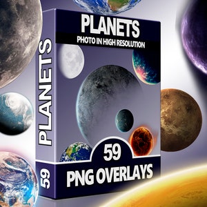 Overlay Planets PNG, Moon, Space, Space Planets, Digital Download, Scrapbook, High Quality Images, Stars Photoshop