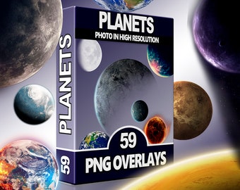 Overlay Planets PNG, Moon, Space, Space Planets, Digital Download, Scrapbook, High Quality Images, Stars Photoshop