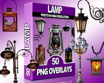 Sovrapposizioni PNG di lampioni e luci stradali: effetti lanterna, bagliore e lucentezza per Photoshop, scene notturne e arte digitale