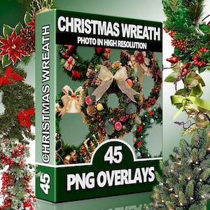 Weihnachtskranz Clipart, Frohe Weihnachten Overlays, Weihnachtsdekor PNG, Blumenkranz Urlaub, Neujahrskranz, Hochzeit Cricut, Photoshop