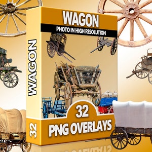 Wagon & Cart PNG Overlays – Farm Carriage, Trolley and Coach Clipart for Photoshop, Scrapbooking and Vintage Scenes