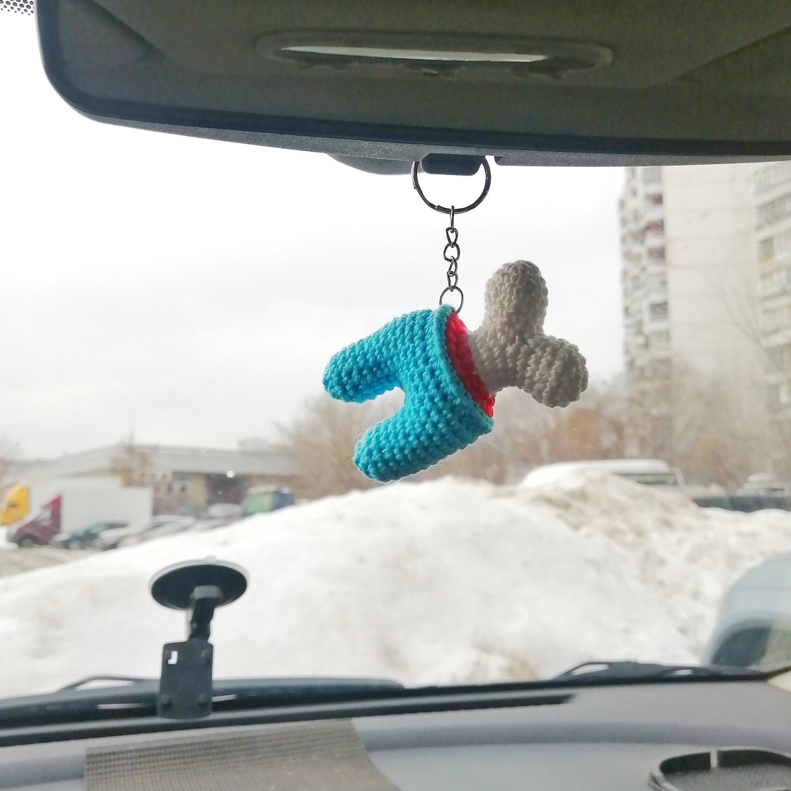 Cute car accessories Crochet keychain rear view mirror Etsy
