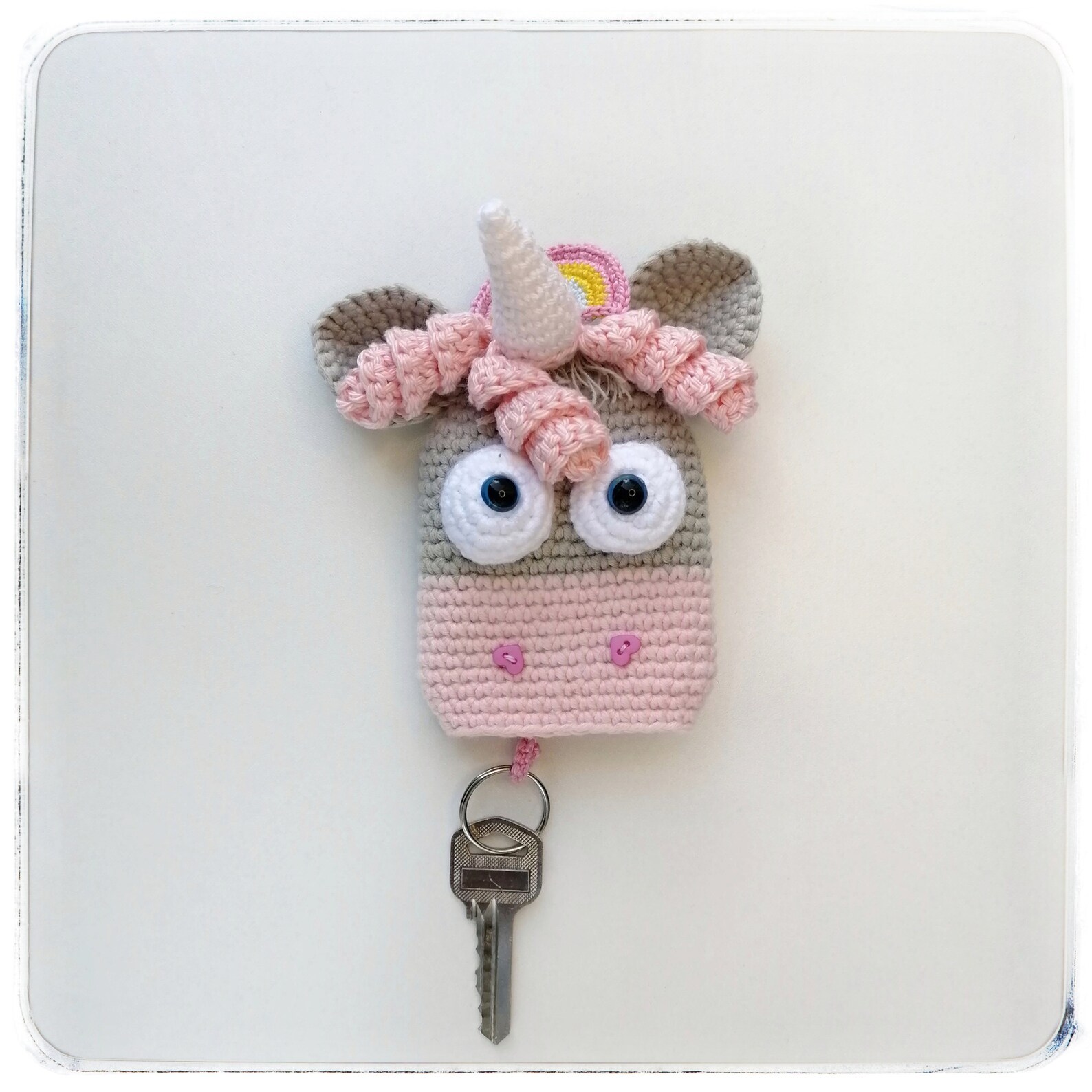 Crochet keychain animal Unicorn Key Cover keyholder Unicorn Etsy