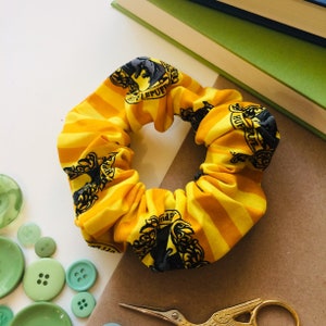 Scrunchie made with Licensed Hufflepuff™ Harry Potter™ Fabric