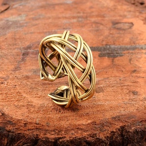 Woven Ring, Celtic Knot Band Ring, 18k Gold Plated Ring, Adjustable Ring, Gold Woven Ring, Gold Women Ring, Anniversary Gift, Unique Ring