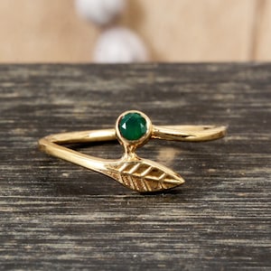 Leaf ring,Green onyx ring,Brass Ring,Boho Ring,Statement Ring,Handmade jewelry,Solid Brass Ring, Labour day,Stacking Ring,Natural Stone Ring