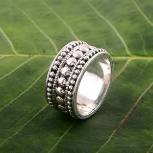 925 Sterling Silver Dots Ring, Dainty Ring, Silver Ring Band, Dotted Silver Band, Wide Dot Ring, Mens Ring, Silver Beaded Ring, Gift For Her