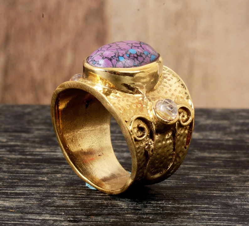 Broad band ring Gift Ring Statement Ring Solid brass Ring designer ring Handmade jewelry brass jewelry amezonite brass gemstone ring