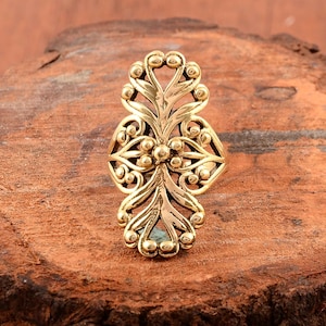 Flower of Life,Long Ring,Chunky Statement Jewelry,18K Gold Plated Beautiful Ring.for Women,Boho Bohemian Rings, Wide Large Full Finger Big