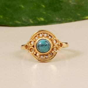 Turquoise Ring, 18k Gold Plated Ring, Minimalist Ring, Handmade Jewelry, Gold Dainty Ring, Turquoise Jewelry, Engagement Ring, Boho Ring